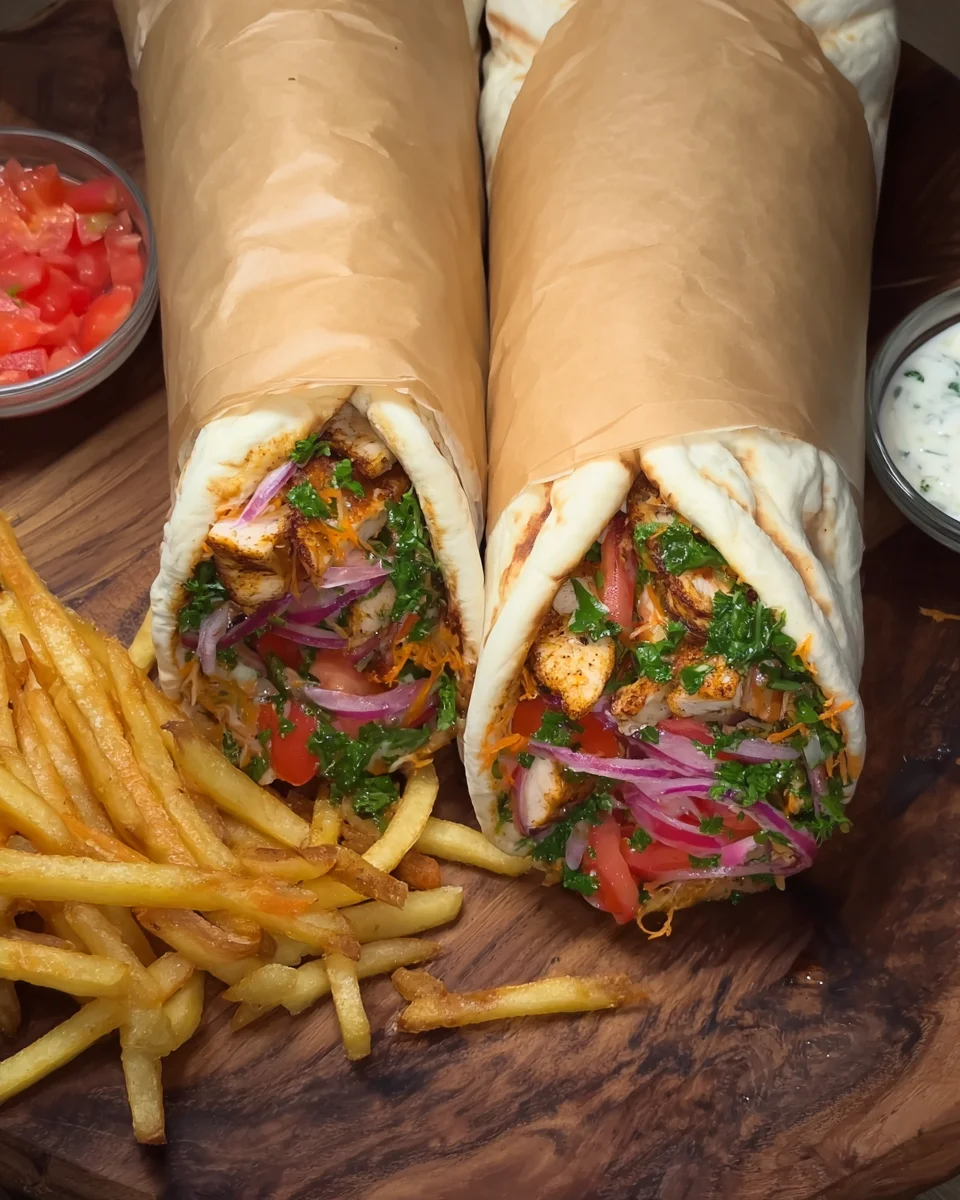 Chicken Sharwama Wrap with garlic sauce Chicken