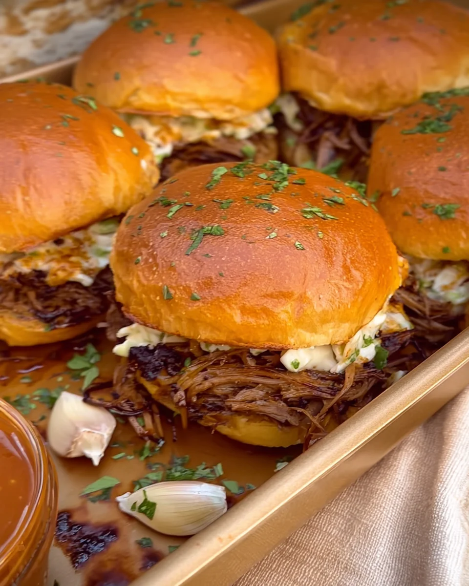 Garlic Pulled Beef Sliders Garlic