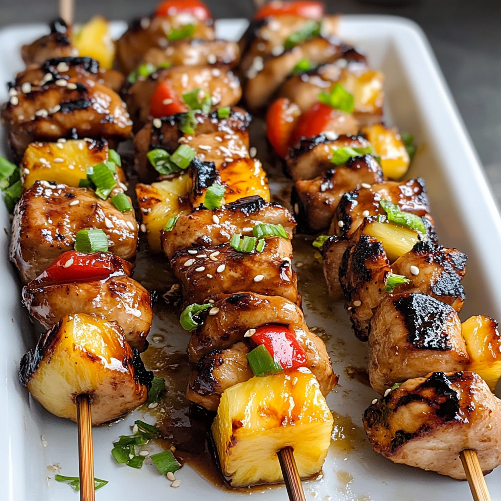 Teriyaki Pineapple Chicken Kabobs Serving and storing