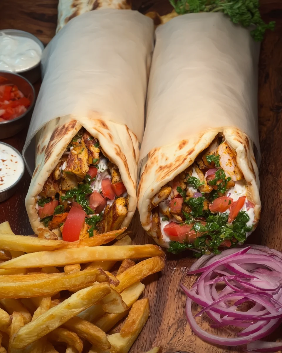 Chicken Sharwama Wrap with garlic sauce Chicken