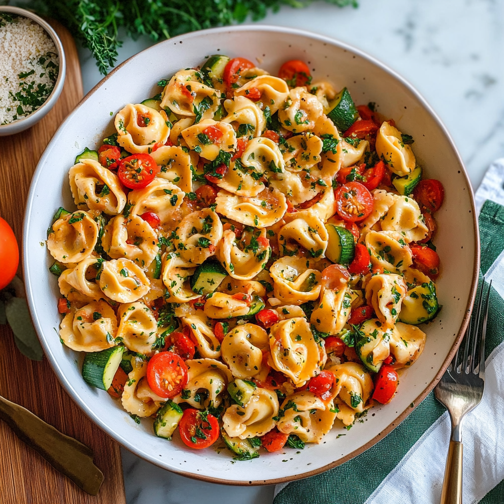 Cheese Tortellini with Summer Veggies