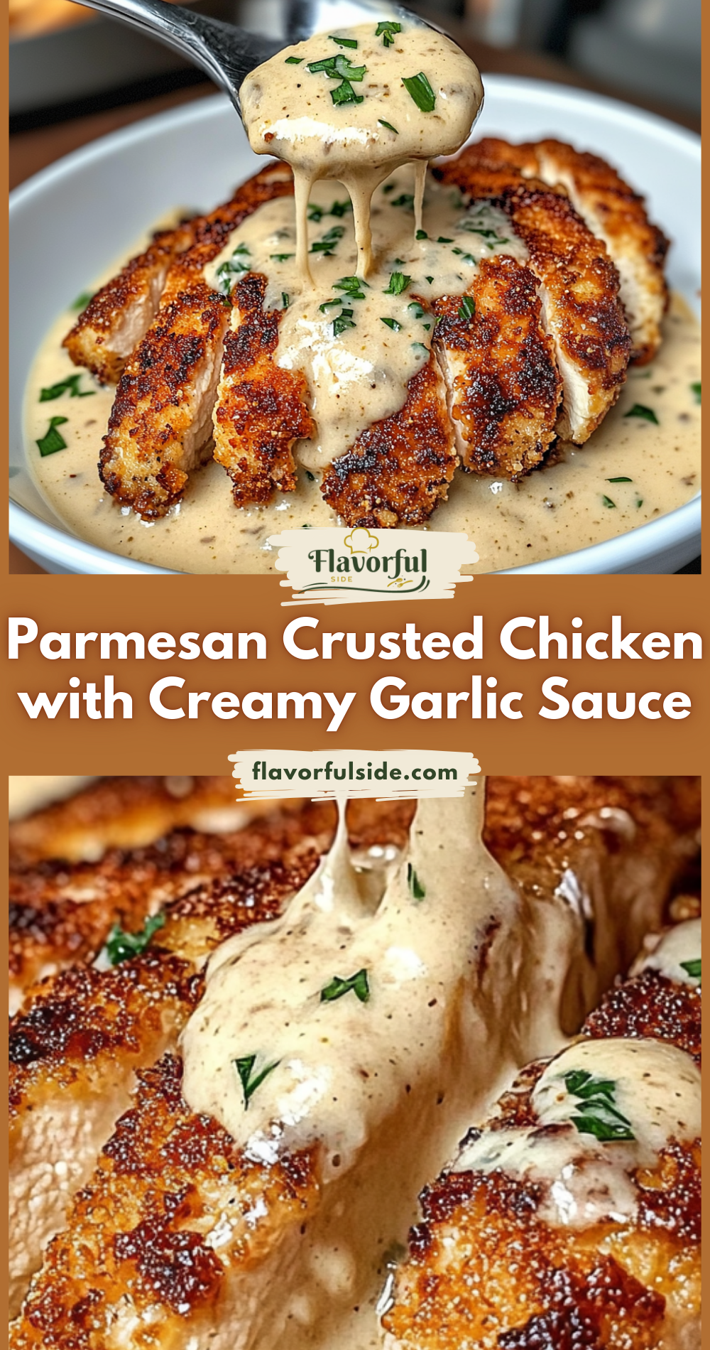 Parmesan Crusted Chicken with Creamy Garlic Sauce Parmesan Crusted Chicken with Creamy Garlic Sauce