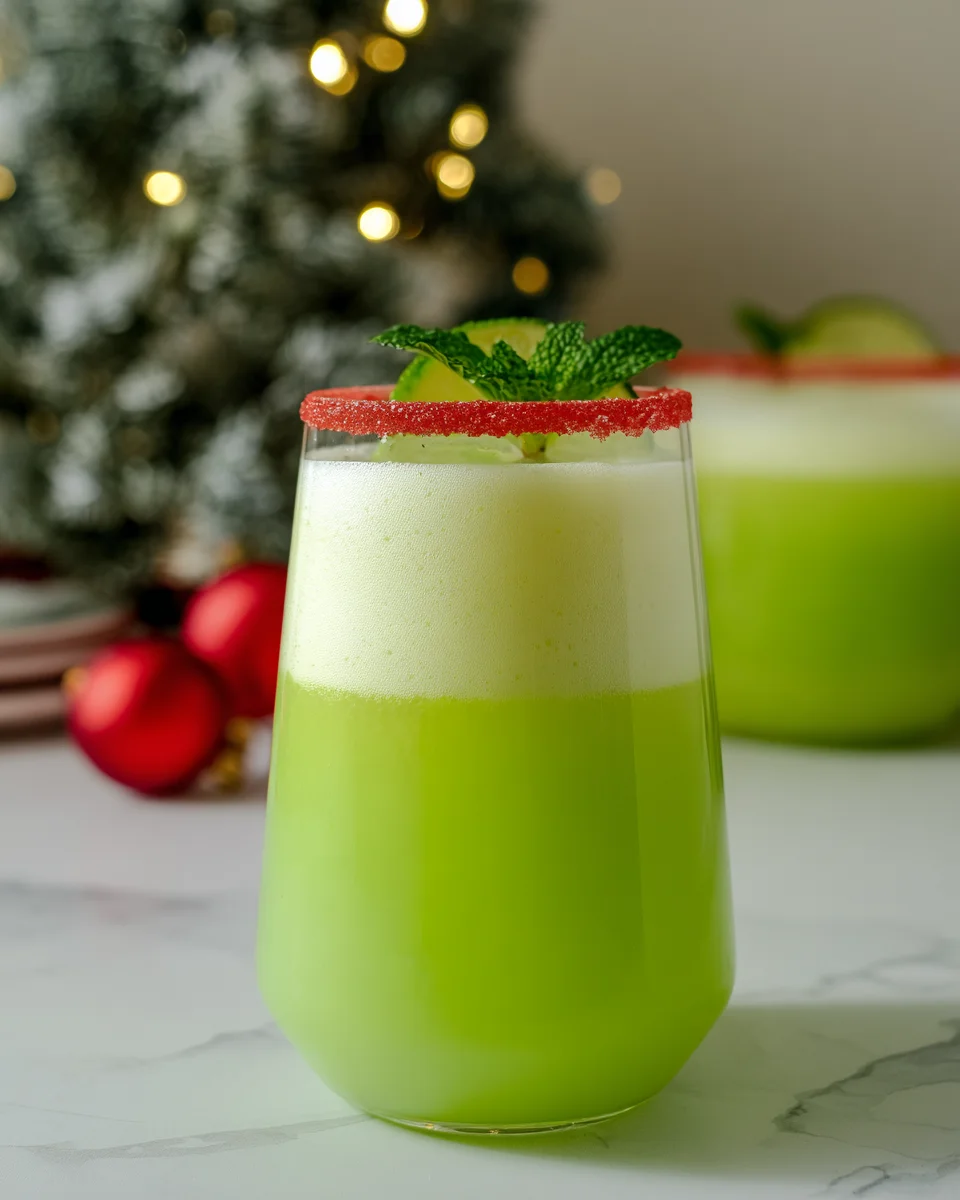 Non-Alcoholic Grinch Mocktail for Christmas Non-Alcoholic