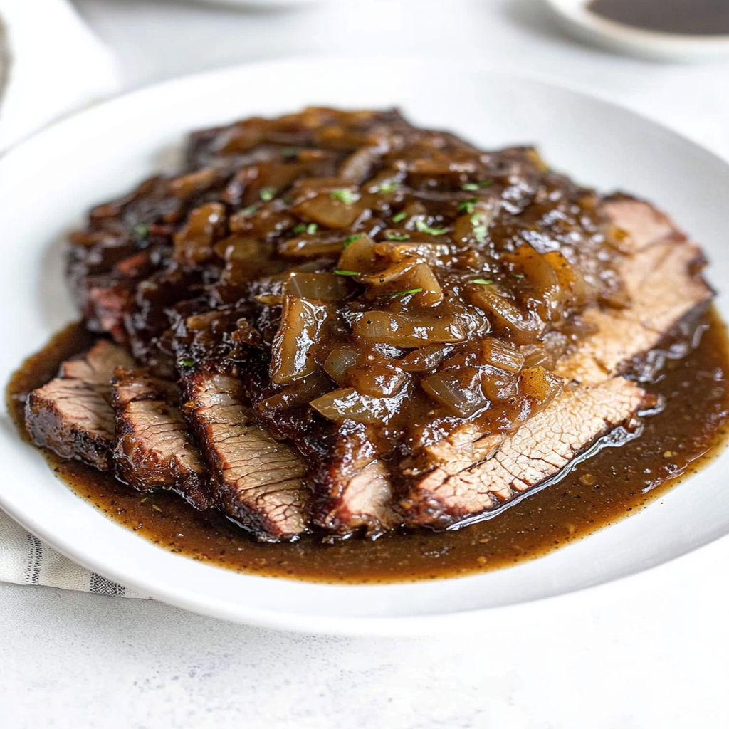 Slow Cooker Brisket with Balsamic Onion Gravy Slow Cooker Brisket with Balsamic Onion Gravy