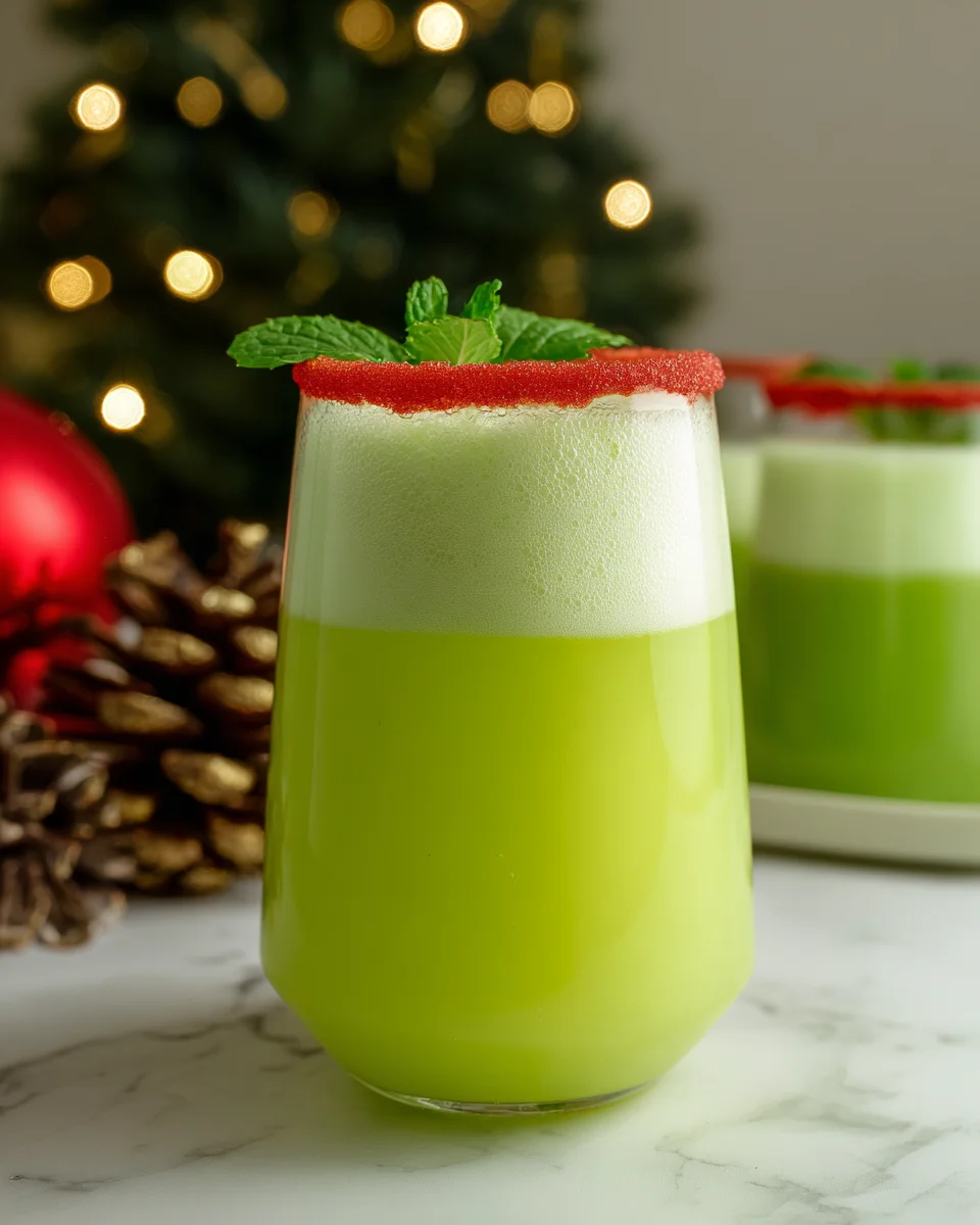 Non-Alcoholic Grinch Mocktail for Christmas Non-Alcoholic