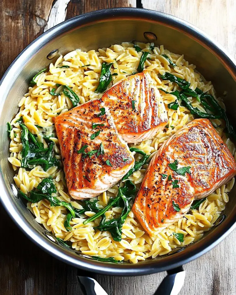 One Skillet Salmon with Lemon Orzo One Skillet Salmon with Lemon Orzo