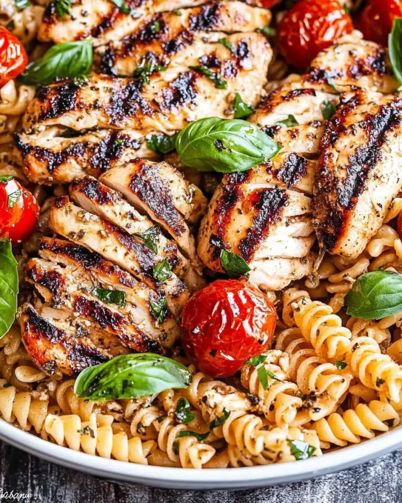Tomato Basil Pasta with Balsamic Grilled Chicken Tomato Basil Pasta with Balsamic Grilled Chicken