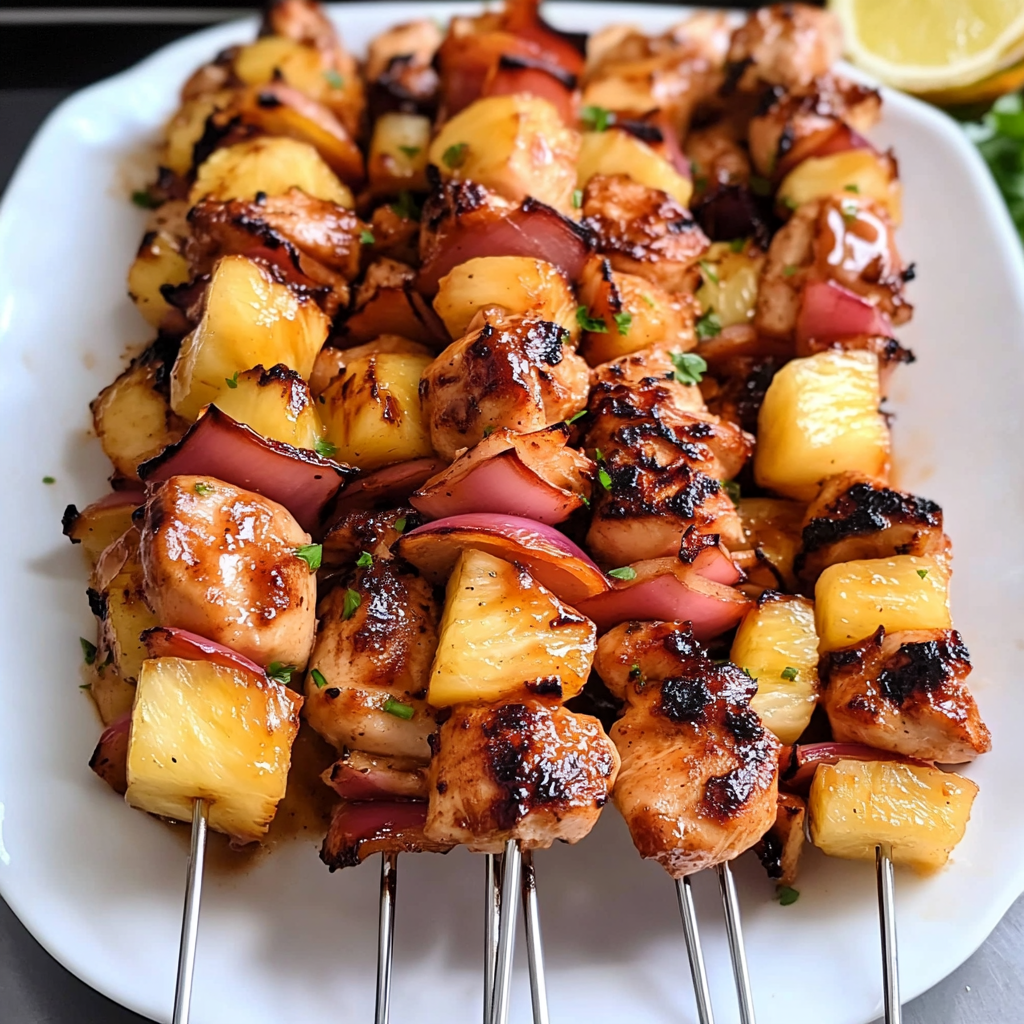 BBQ Pineapple Chicken Kabobs Serving and storing