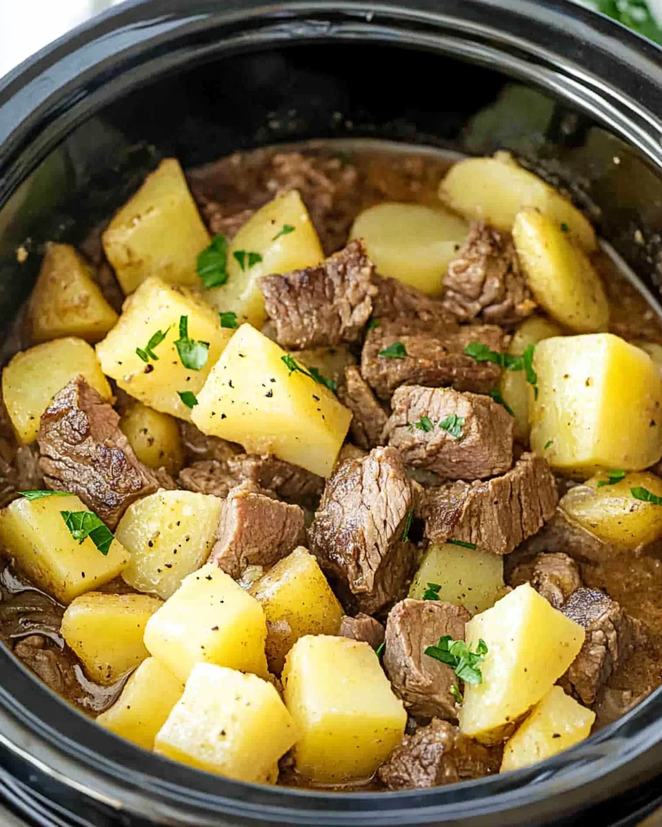 Slow Cooker Steak and Cheddar Potato Casserole: Slow