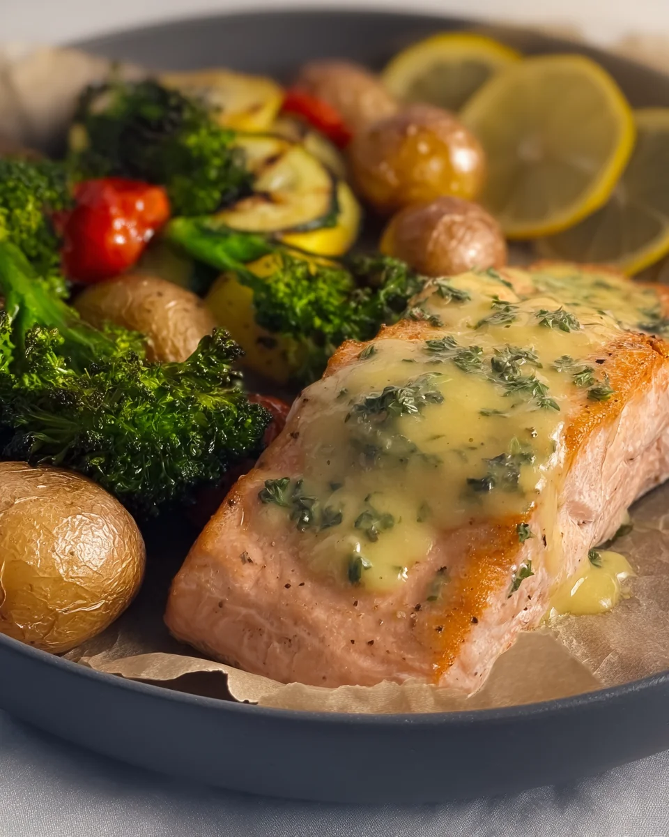 Sheet Pan Baked Salmon with Lemon Sauce Sheet