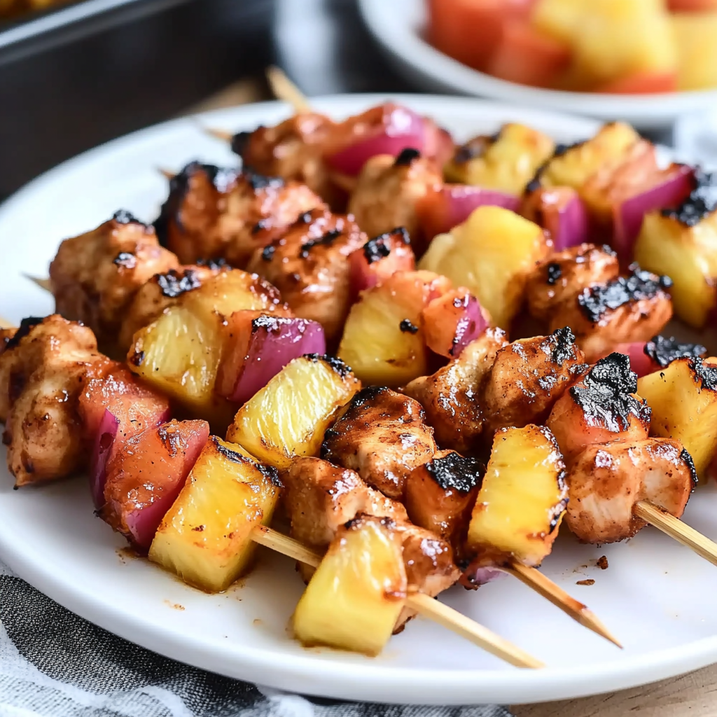 BBQ Pineapple Chicken Kabobs Recipe preparation