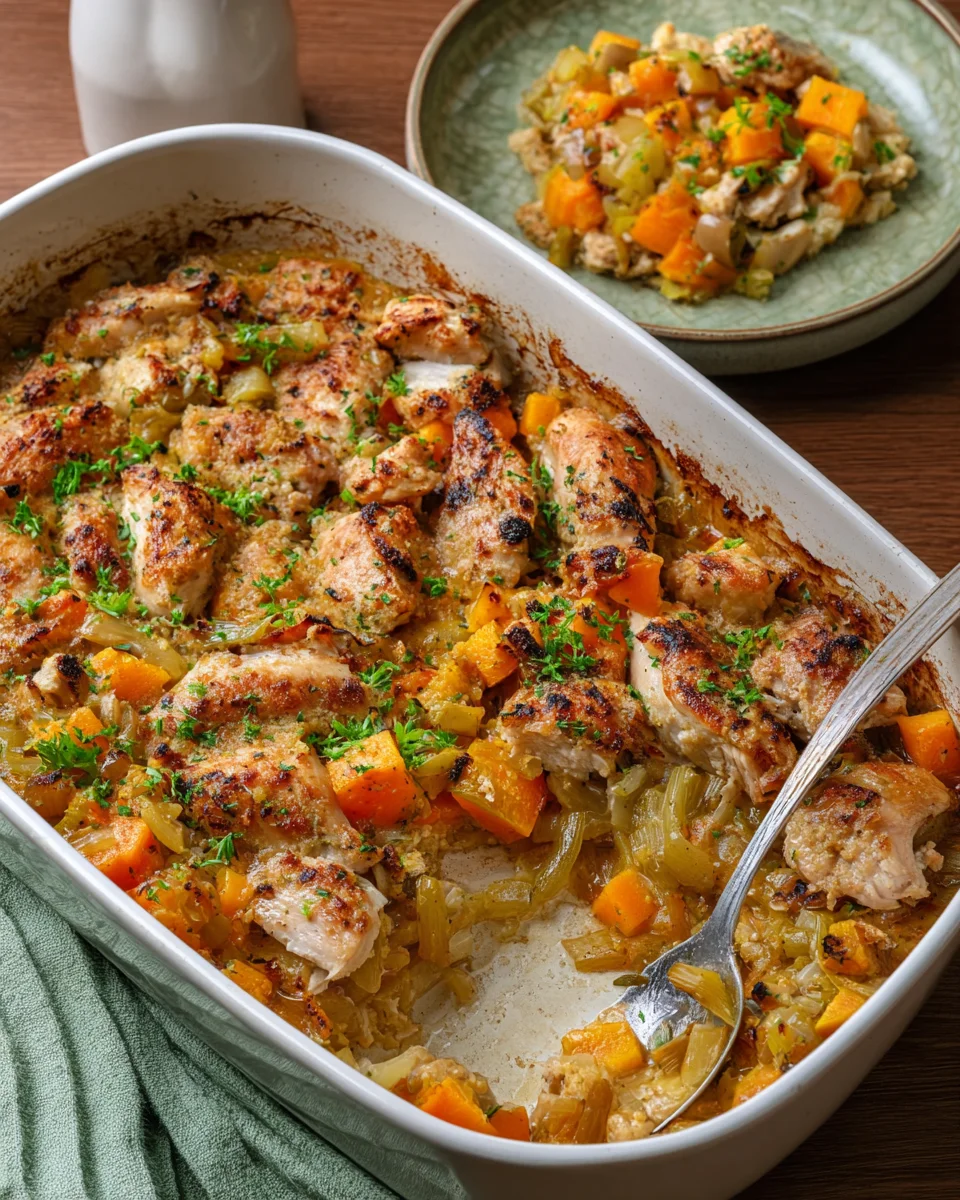 Chicken Leek and Butternut Squash Bake Chicken,