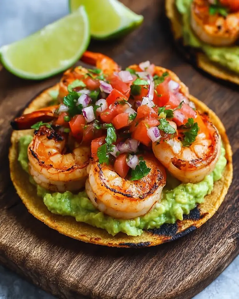 Grilled Shrimp Tostadas with Guacamole & Pico de Gallo Grilled Shrimp Tostadas with Guacamole & Pico de Gallo