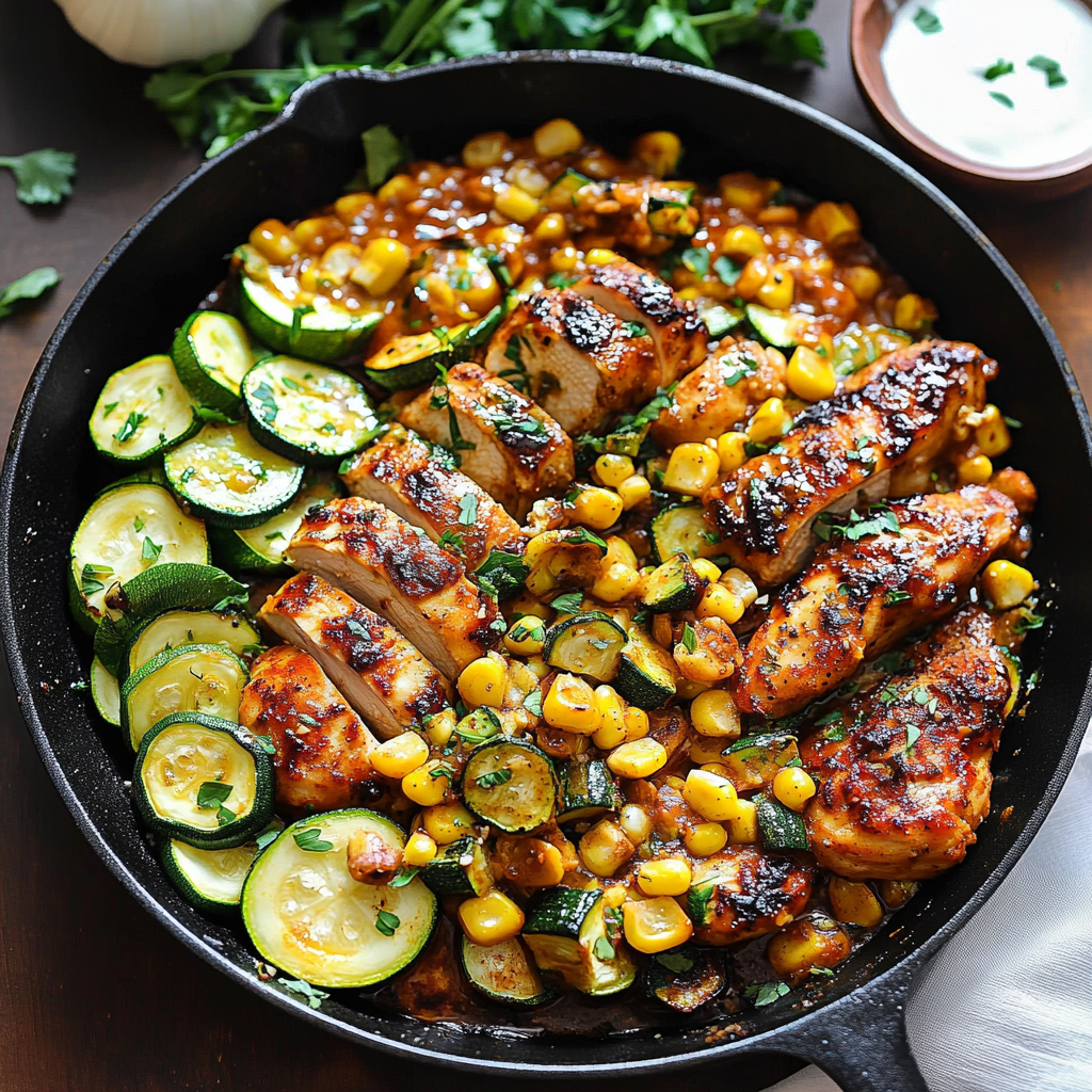 Garlic Butter Chicken with Zucchini and Corn Garlic Butter Chicken with Zucchini and Corn