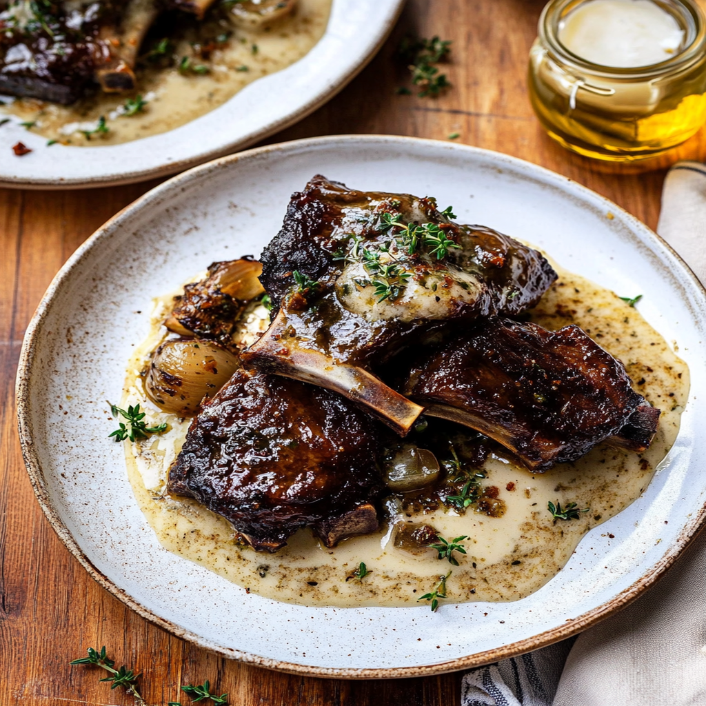 Braised Short Ribs In Creamy Herb Sauce