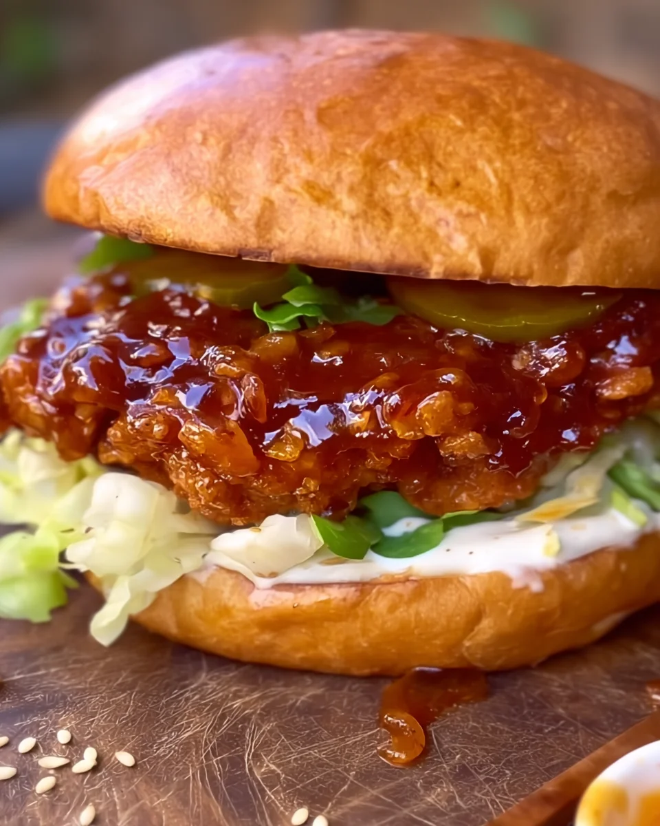 Crispy hot honey chicken burgers Crispy