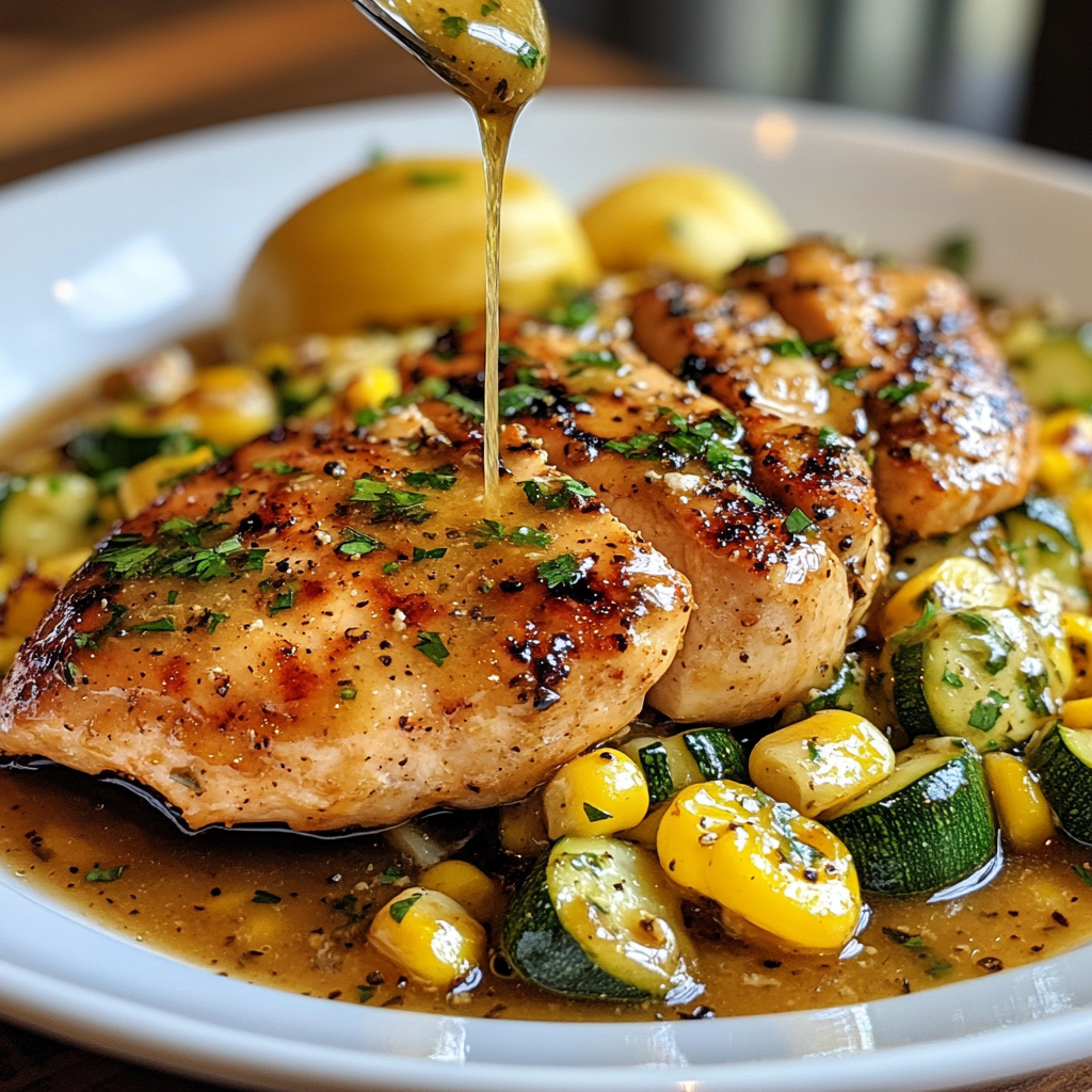 Garlic Butter Chicken with Zucchini and Corn Serving and storing
