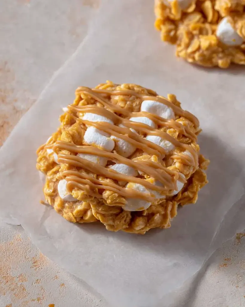 No bake peanut butter Cornflake cookies with marshmallows No bake peanut butter Cornflake cookies with marshmallows