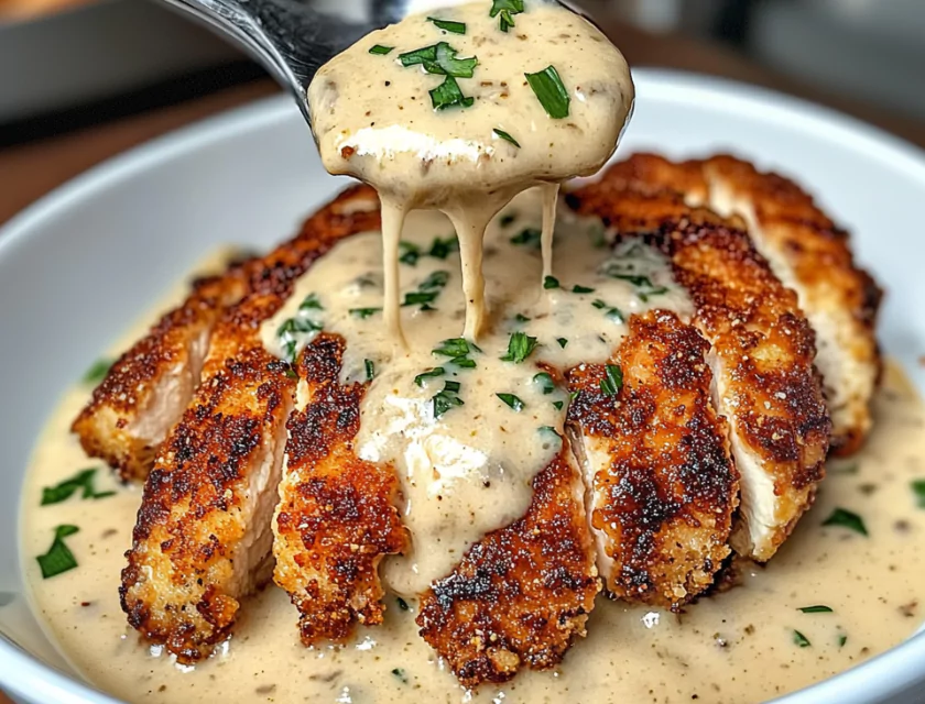 Parmesan Crusted Chicken with Creamy Garlic Sauce Parmesan Crusted Chicken with Creamy Garlic Sauce