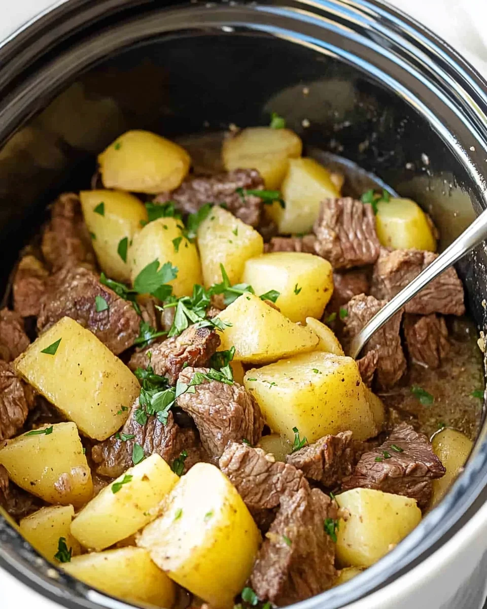 Slow Cooker Steak and Cheddar Potato Casserole: Slow