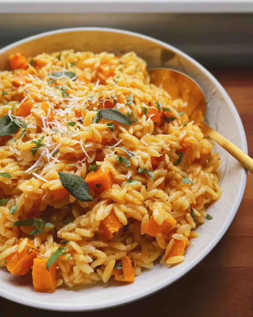 Brown butter Butternut squash & sage orzo Brown butter Butternut squash & sage orzo