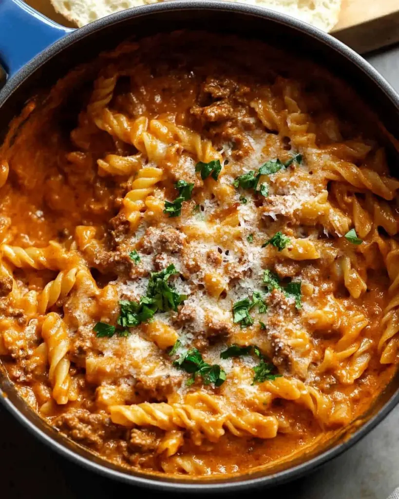 One pot creamy tomato beef pasta One pot creamy tomato beef pasta