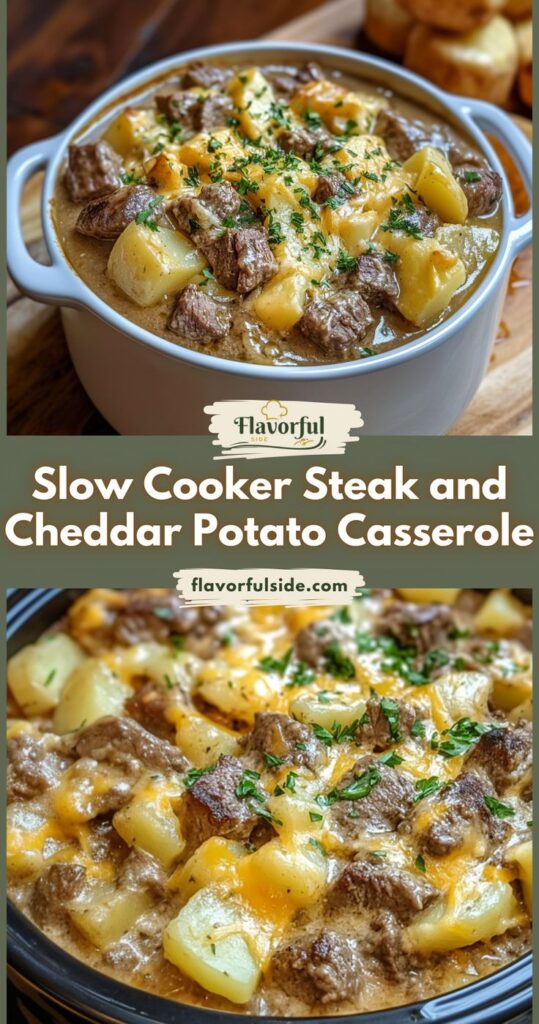Slow Cooker Steak and Cheddar Potato Casserole: Slow Cooker Steak and Cheddar Potato Casserole: