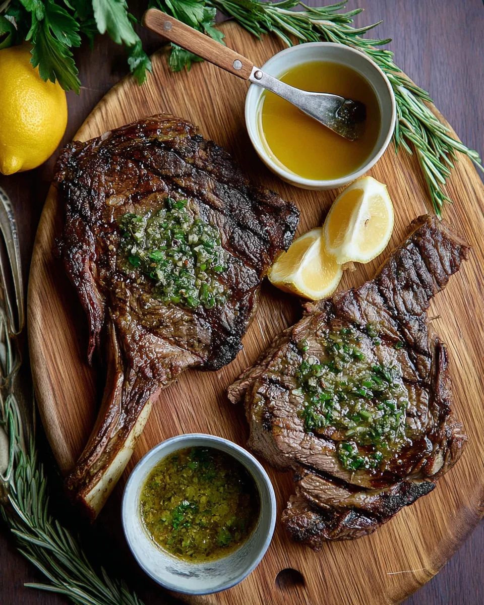 Grilled Flank Steak with Lemon-Herb Sauce Grilled