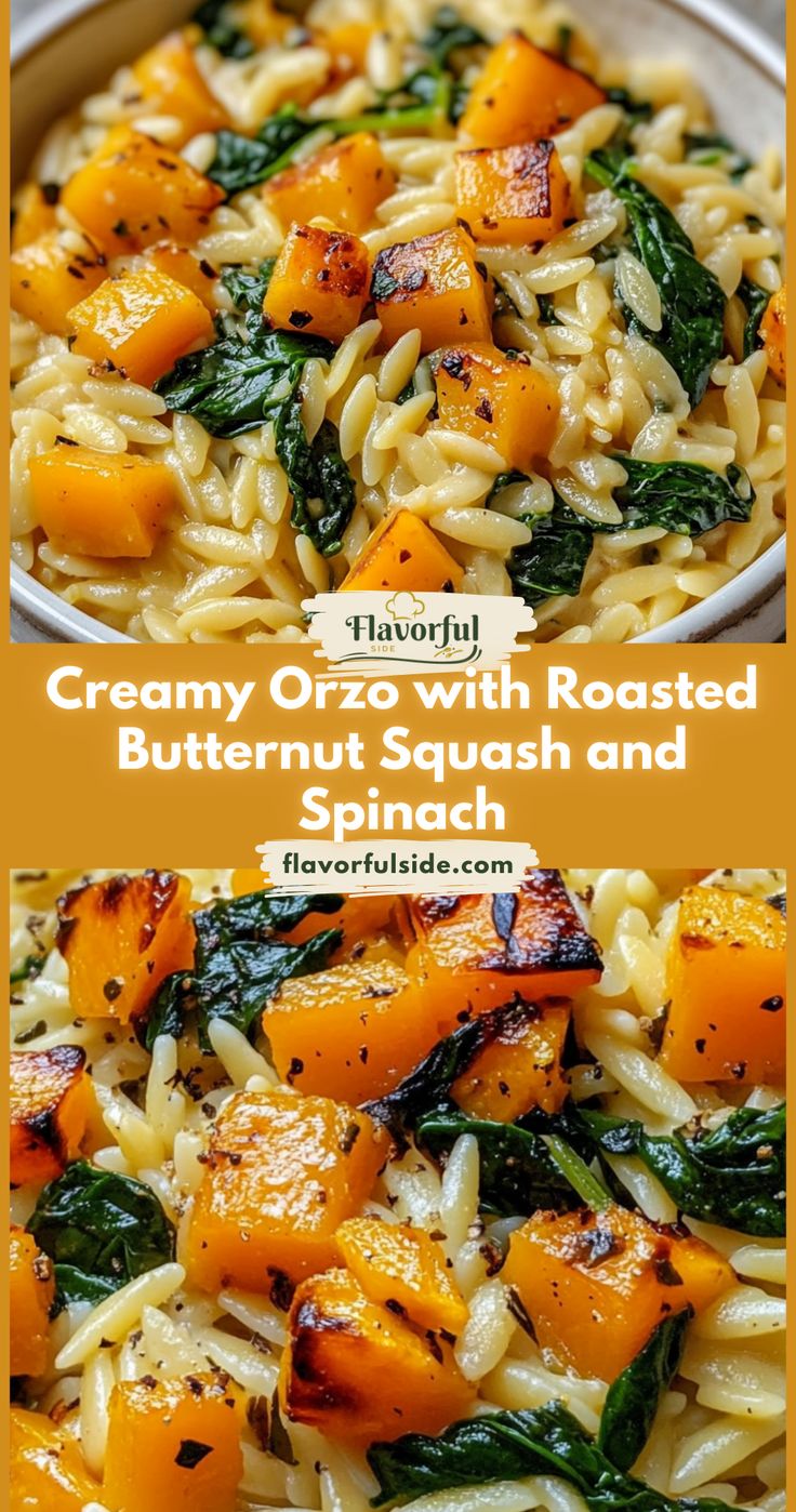 Creamy Orzo with Roasted Butternut Squash and Spinach