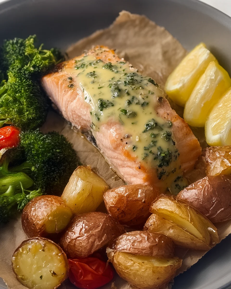 Sheet Pan Baked Salmon with Lemon Sauce Sheet