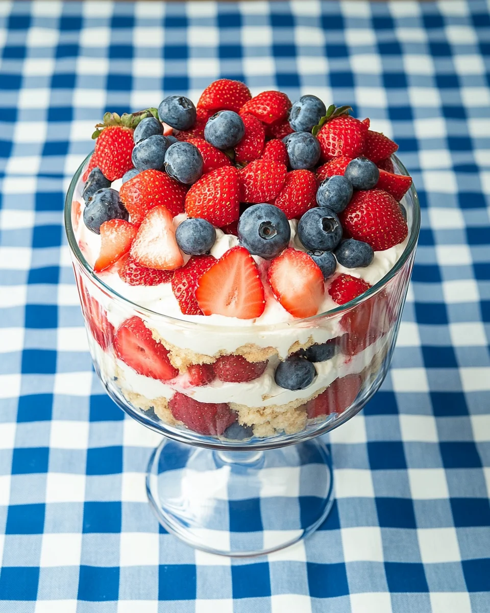 Red White and Blue Strawberry Shortcake Trifle Red,