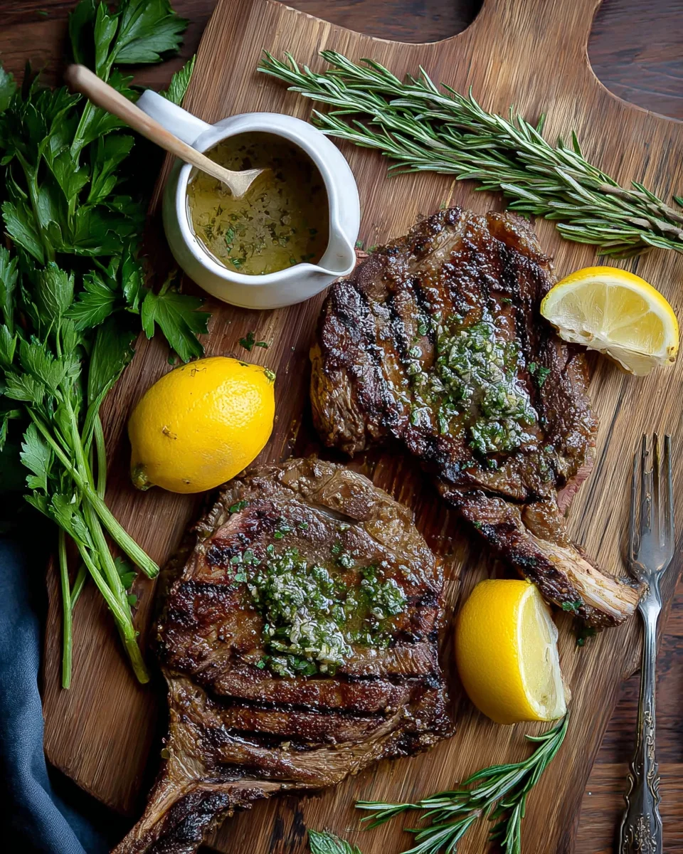 Grilled Flank Steak with Lemon-Herb Sauce Grilled