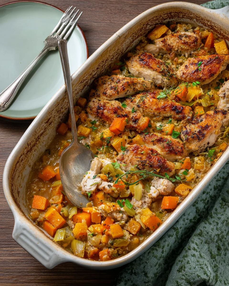 Chicken Leek and Butternut Squash Bake Chicken,