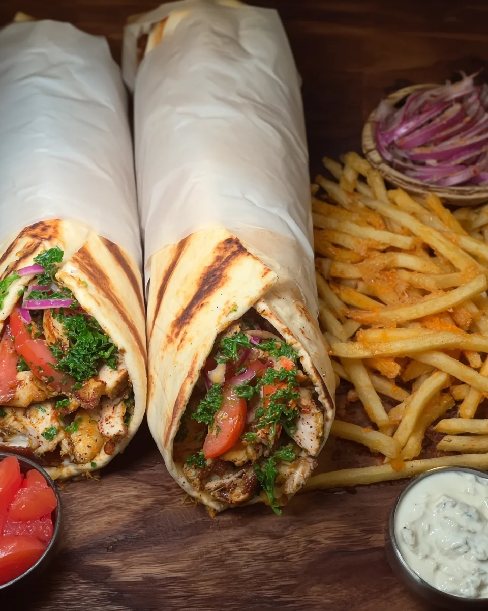 Chicken Sharwama Wrap with garlic sauce Chicken