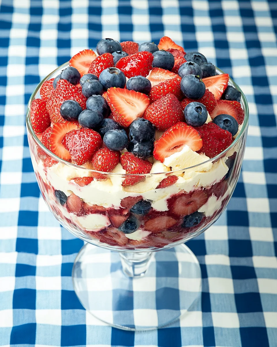 Red White and Blue Strawberry Shortcake Trifle Red,