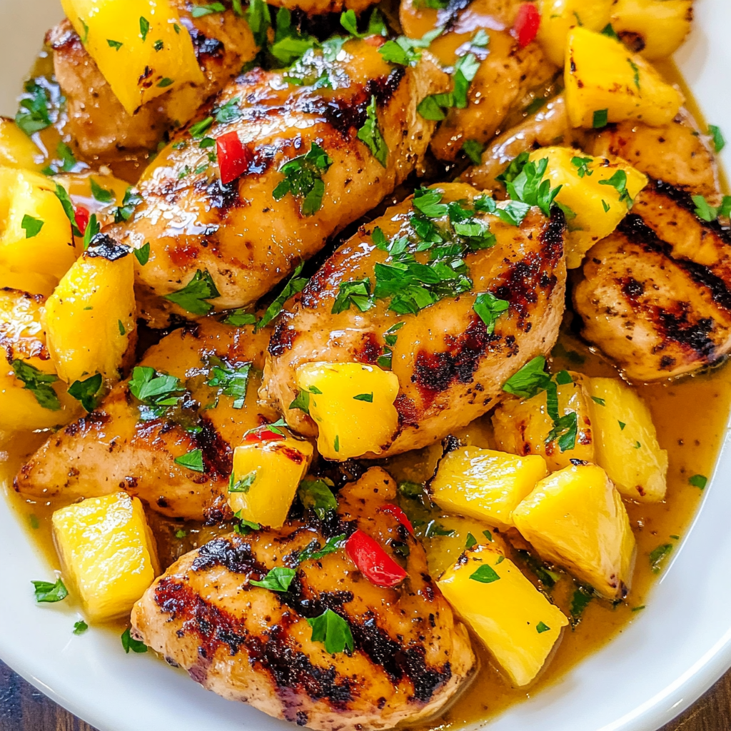 Grilled Mango Pineapple Chicken Serving and storing