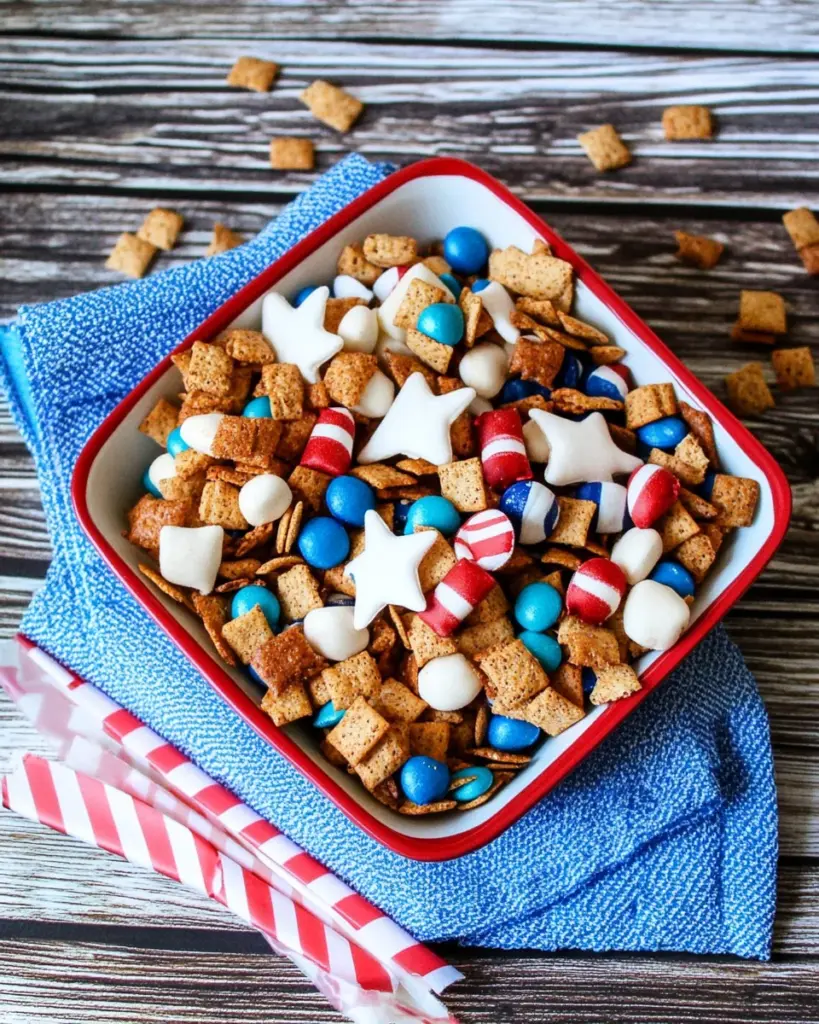 Red white and blue snack mix Red, white, and blue snack mix