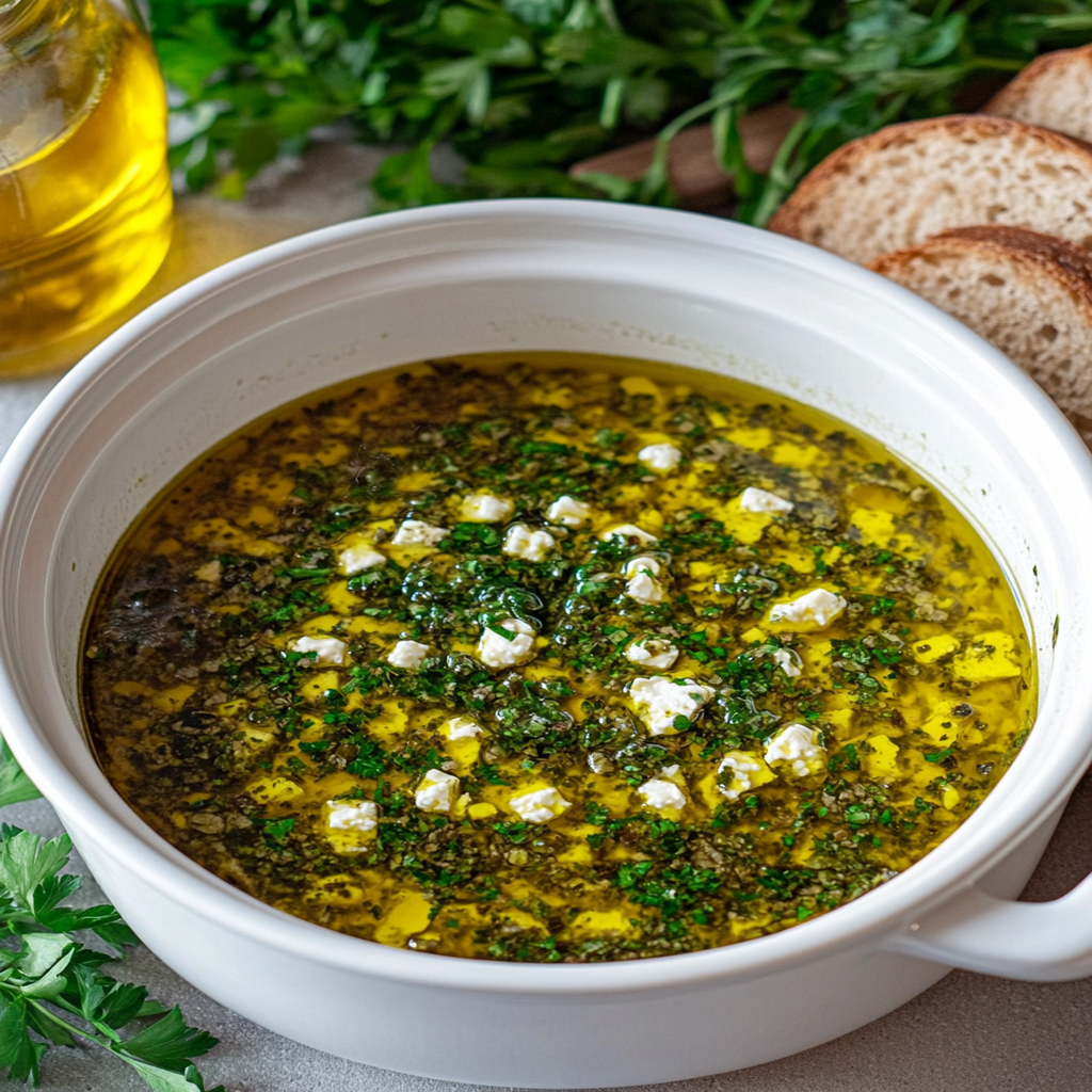 Herb and Feta Olive Oil Dip Serving and storing
