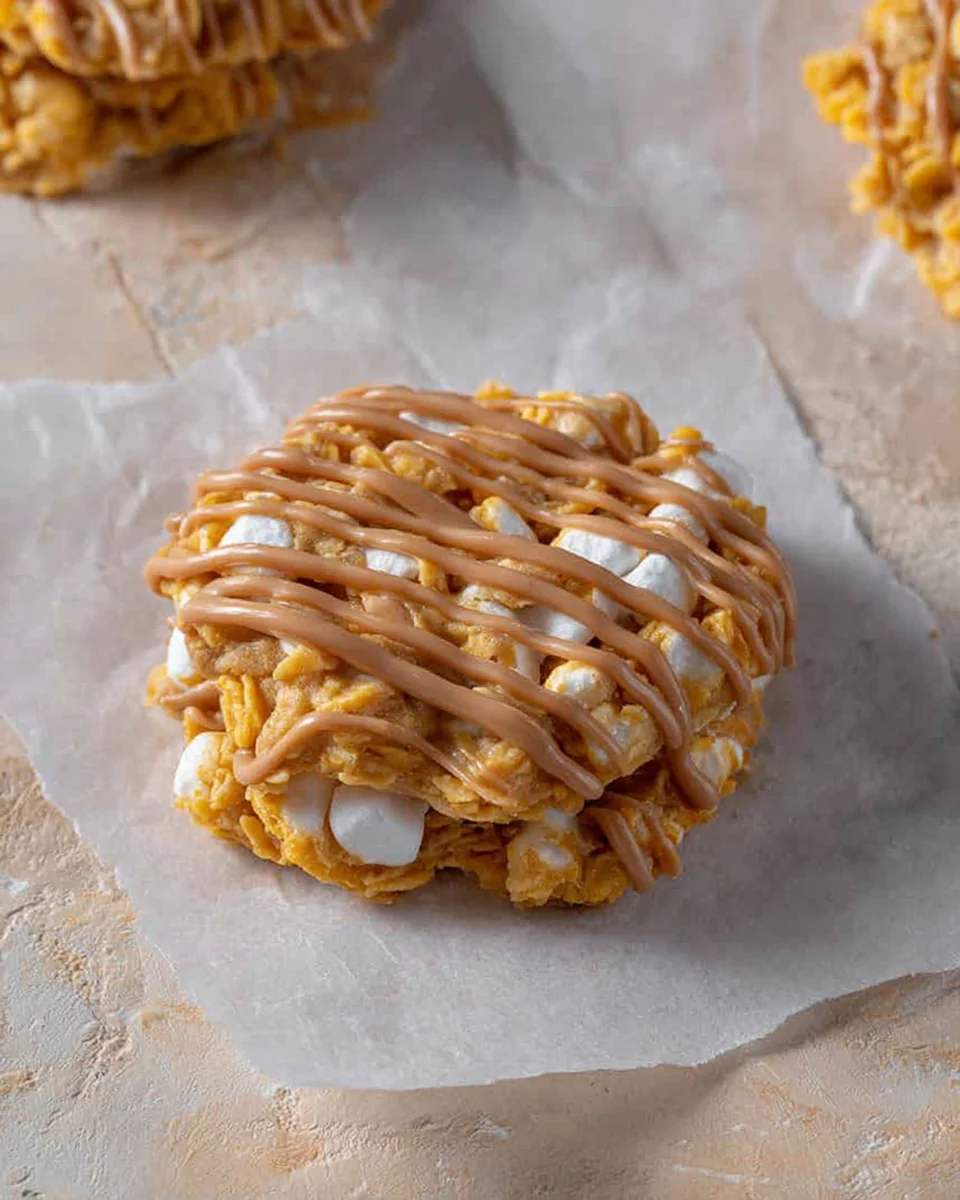 No bake peanut butter Cornflake cookies with marshmallows No