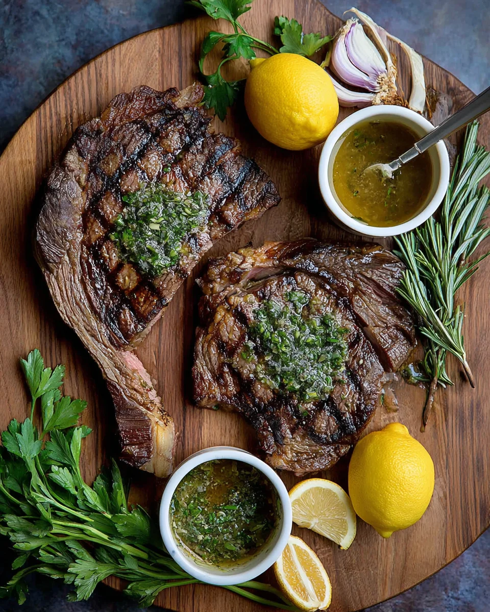 Grilled Flank Steak with Lemon-Herb Sauce Grilled