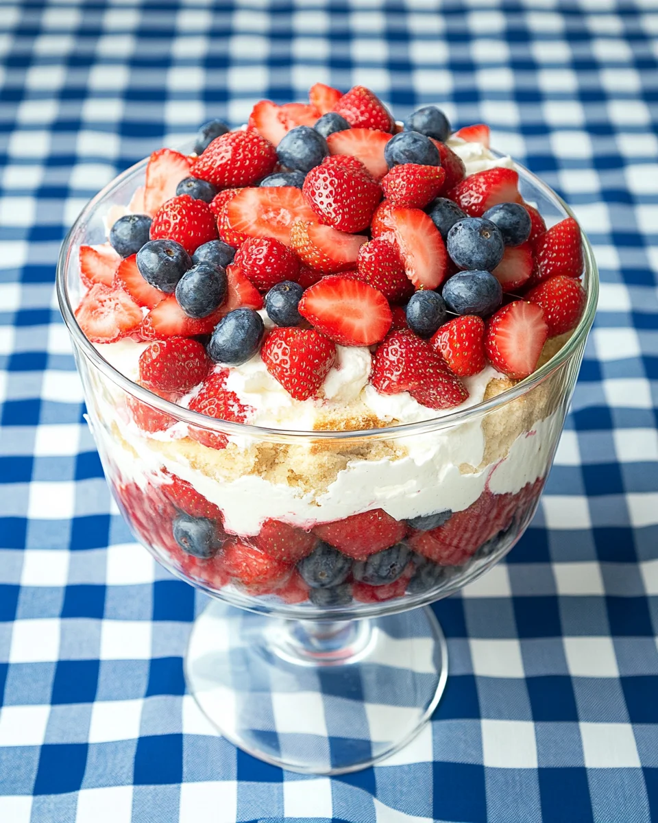 Red White and Blue Strawberry Shortcake Trifle Red,